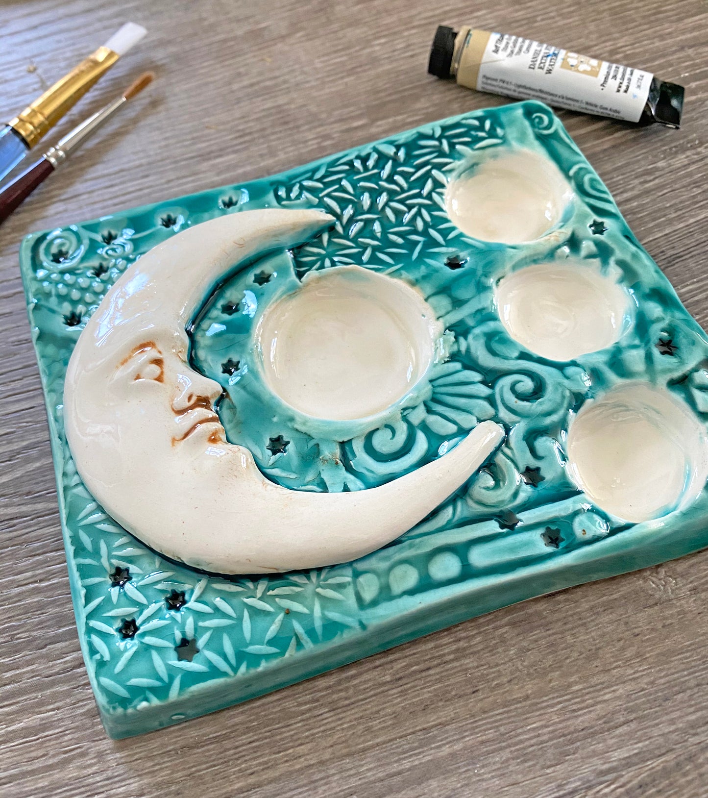 Moon Paint Palette -Watercolor Palette, Mother's Day Gift, Craft Kit, Birthday present for her
