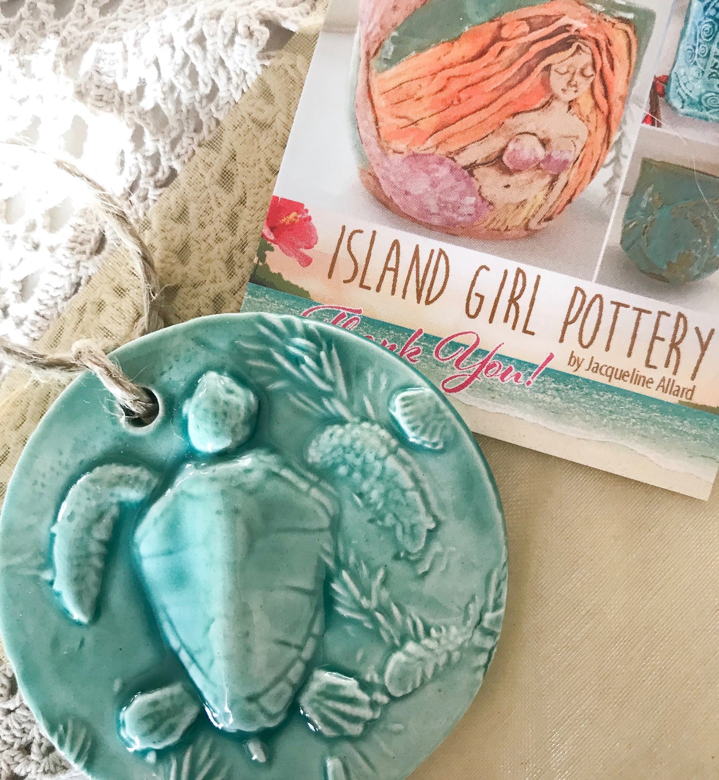 Sea Turtle Ornament Coastal Christmas by Island Girl Pottery