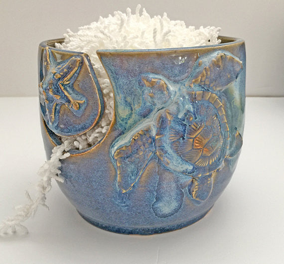 Sea Turtle Yarn Bowl for Knitting and Crochet