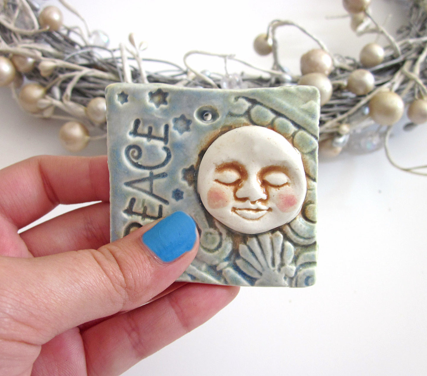 Full Moon Christmas Ornament - Ceramic Tile