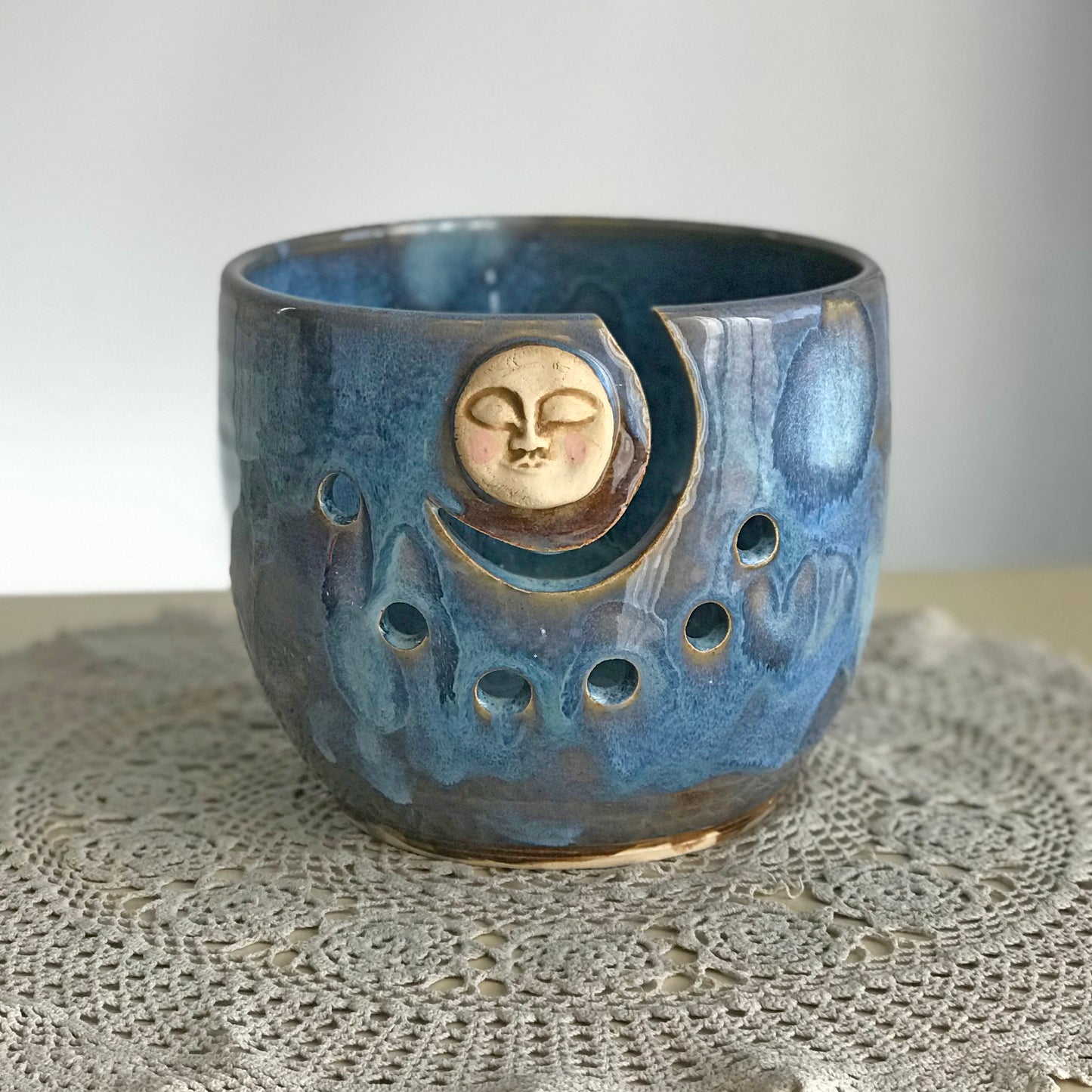 Full Moon Yarn Bowl for Knitting and Crochet - Large