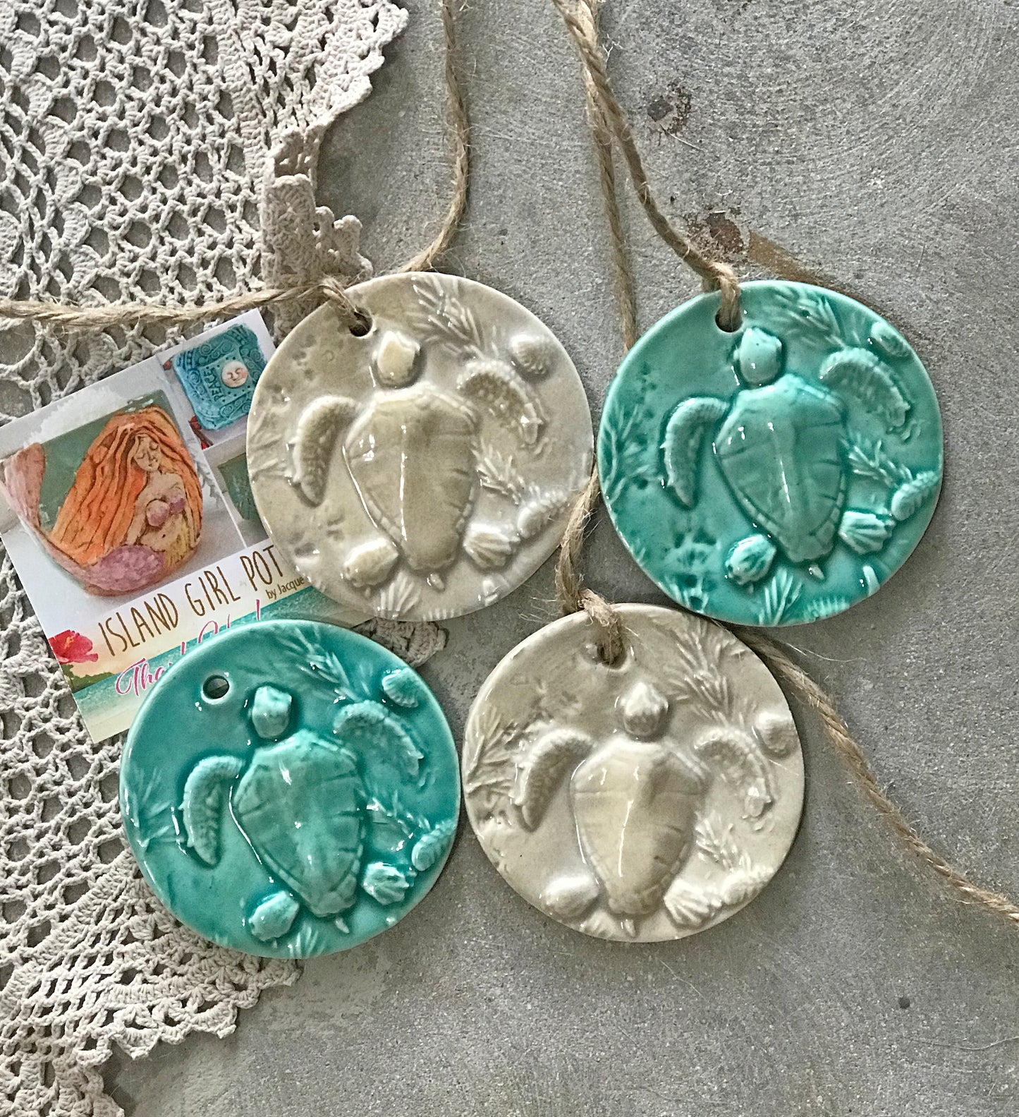 Sea Turtle Ornament Coastal Christmas by Island Girl Pottery