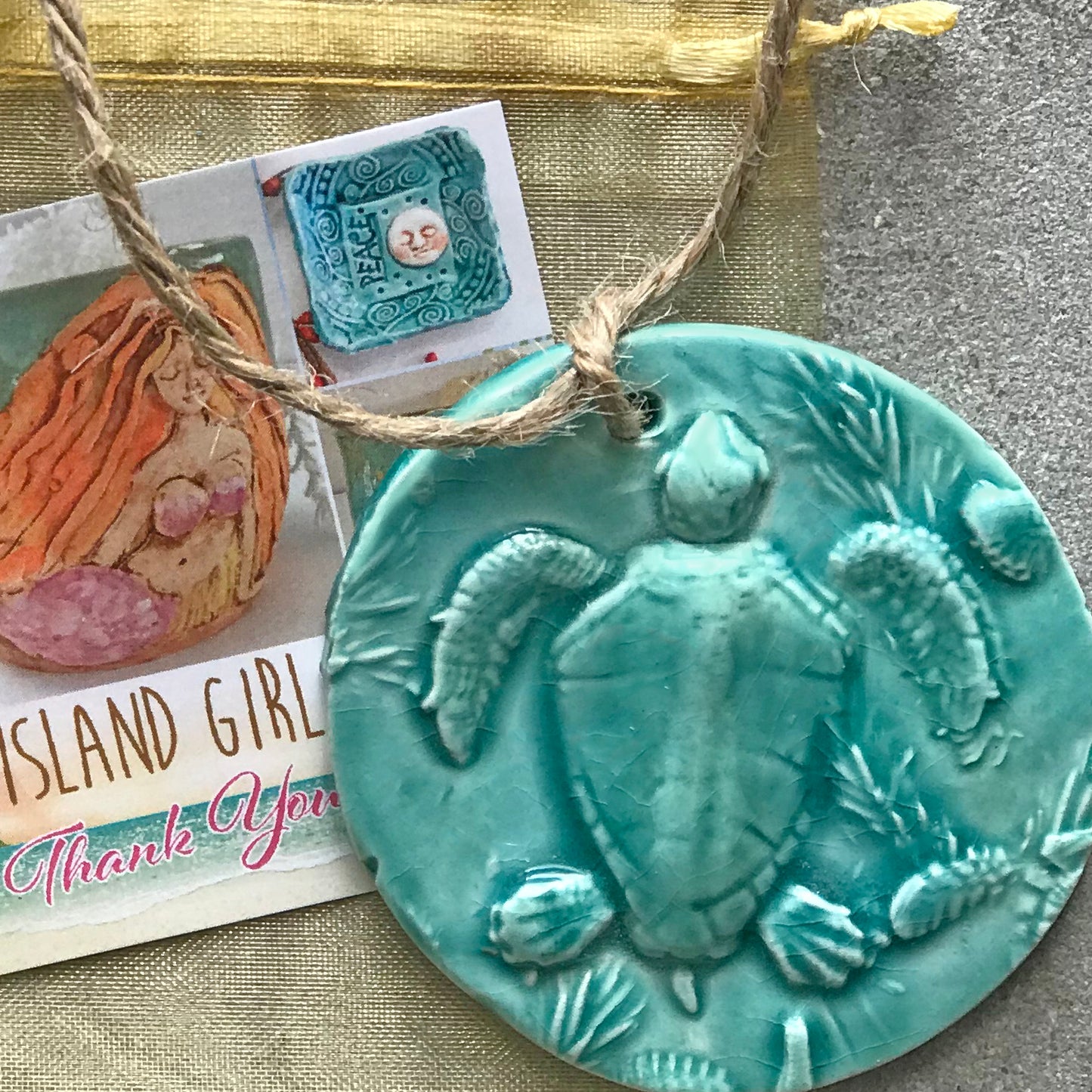Sea Turtle Ornament Coastal Christmas by Island Girl Pottery